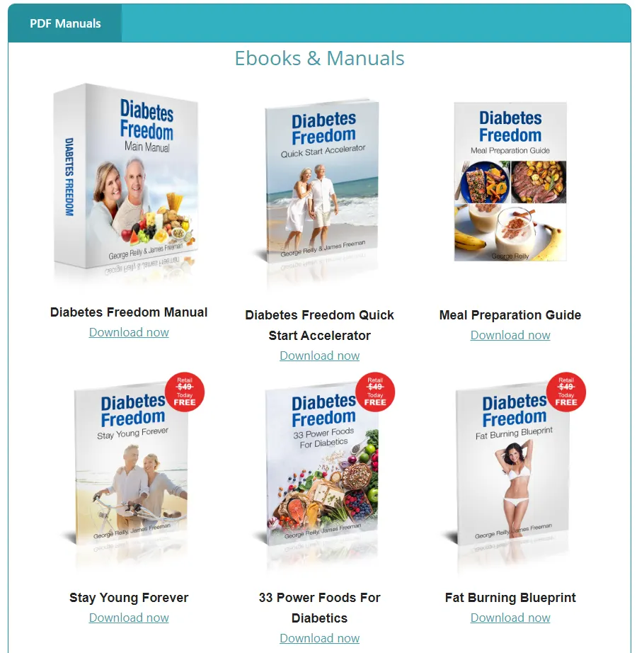 Diabetes Freedom ebooks download page